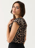 V Neck Leopard Printed Front Button Top